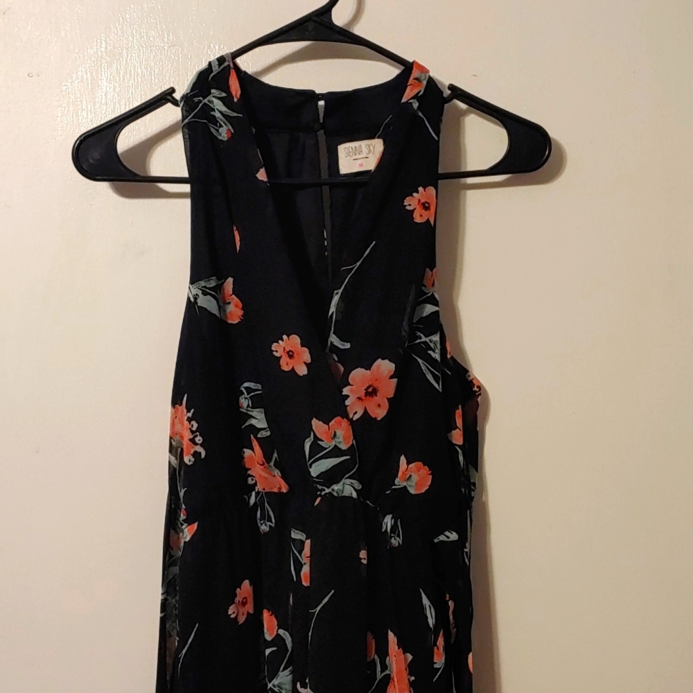 Black and floral maxi dress